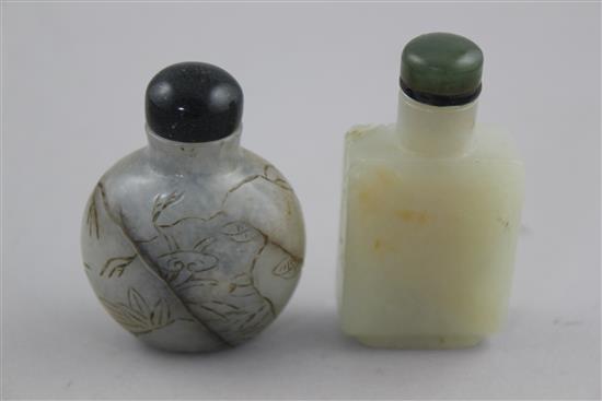 Two Chinese jade snuff bottles, 5cm